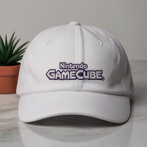 Casquette de baseball brodée Nintendo Gamecube gamer gaming jeux vidéo rétro broderie patch chapeau papa chapeau casquette