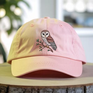Embroidered owl hat for dad baseball style Barn Owl nature lover birder bird lover camping day gift for owl lover gift for her
