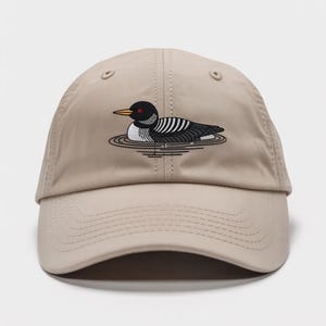 Loon Bird Embroidered Baseball Cap – Adjustable Low‑Profile Cotton Hat Featuring Two Loons – Perfect Nature Gift, More Colours