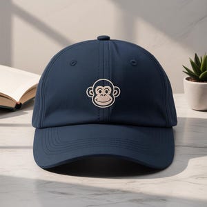 Monkey Embroidered Hat, Embroidered Funny Ape Baseball Cap, Hats With Animals, For Men, For Women, Minimalist, Cutie