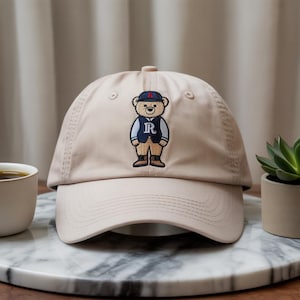 Teddy Bear Embroidered Dad Cap  Toy Bear Gift  Cotton Classic Baseball Hat  Multiple Colors  Unisex For Him & For Her, More Colours