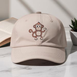 Monkey Embroidered Hat, Embroidered Funny Ape Baseball Cap, Hats With Animals, For Men, For Women, Minimalist, Cutie