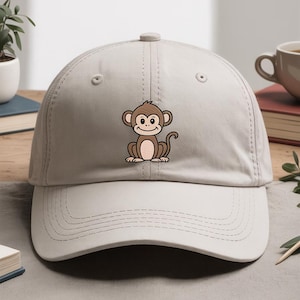 Monkey Embroidered Hat, Embroidered Funny Ape Baseball Cap, Hats With Animals, For Men, For Women, Minimalist, Cutie