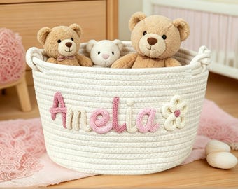 Personalized Handmade Basket, Handmade Baby Gift Basket, Storage Basket, Newborn Gift, Baby Gift,Nursery Gift, Back to school teacher gift