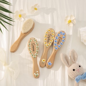 Personalized Wooden Baby Hairbrush Set, Keepsake for Girl or Boy, Custom Baby Birthday Gift, Wooden Hair Brush and Comb for Newborn Gifts