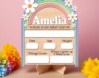 Cartello con nome personalizzato, cartello per il primo e l'ultimo giorno di scuola, cartello per il primo e l'ultimo giorno di scuola, cartello per il primo giorno di scuola, cartello per il ritorno a scuola, accessori per foto scolastiche