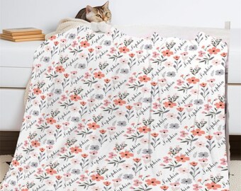 Copertina morbida personalizzata per neonati, copertina per fasciare il neonato in ospedale, copertina in minky con nome per bambine, regalo per baby shower