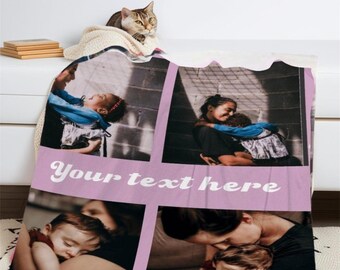 Coperta personalizzata con collage di foto e testo, Coperta con collage di foto personalizzato, Coperta commemorativa regalo per lui, Regali di anniversario, Regalo di Natale