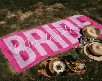 Personalized Bride Beach Towel Custom Honeymoon Gift for Bachelorette Trip Bridal Shower Vacation Gift for Bride,Bride to be