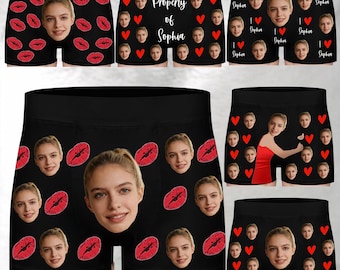 Personalisierte Gesicht Boxer, benutzerdefinierte Unterwäsche für ihn, Foto-Jubiläumsgeschenk, Valentinstag Geschenk für ihn, lustiges Hochzeitsgeschenk für Bräutigam, Freund