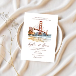 California Wedding Invitation | Golden Gate Bridge Canva Template | San Francisco| Digital Invite