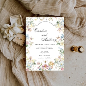 Regency Wedding Invitation| Garden wildflowers template| Vintage wedding| Canva Editable| Bridgerton inspired| Digital Invite
