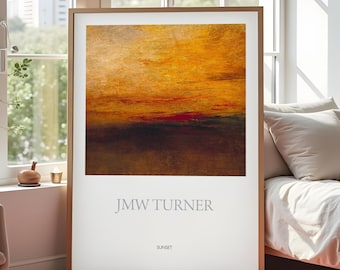 J. M. W. ターナー - 緋色の夕焼け（古典ロマン派絵画の高解像度