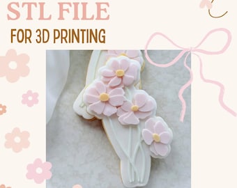 Flores Delicadas em Hastes - Arquivo Digital STL para Carimbo e Cortador de Biscoitos
