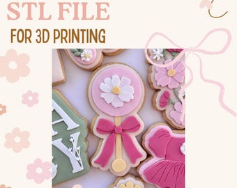 Sonajero redondo de flores simple - Sello y cortador de galletas Archivo STL DIGITAL