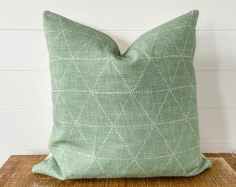 Sage with White Triangles Pillow Cover | Farmhouse | Boho | Modern
