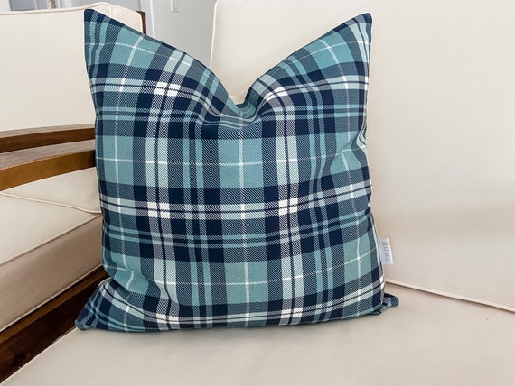 Blue plaid pillow covers sale
