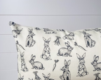 Bunny Rabbit Pillow Cover | Farmhouse | Modern | Boho | Floral | French Country