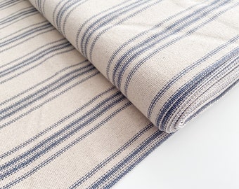 Grain Sack Fabric by the yard | Blue Stripe | Skinny Stripe | 12 Stripes | Farmhouse | Country | Cottage | Rustic | Feed Sack | French