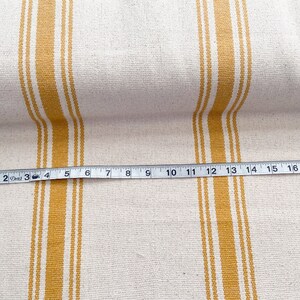 Grain Sack Fabric by the yard Golden Yellow Stripe Wide Stripe 5 Stripes Farmhouse Country Cottage Rustic Feed Sack French image 2