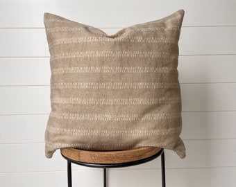 Tan Dashed Pillow Cover | Neutral Pillow | Stripes | Farmhouse | Modern | Boho | Country | Cottage