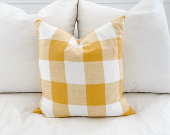 Yellow Buffalo Check Pillow Cover | Farmhouse | Country | Cottage | Cabin | Man Cave | Plaid | Checkered