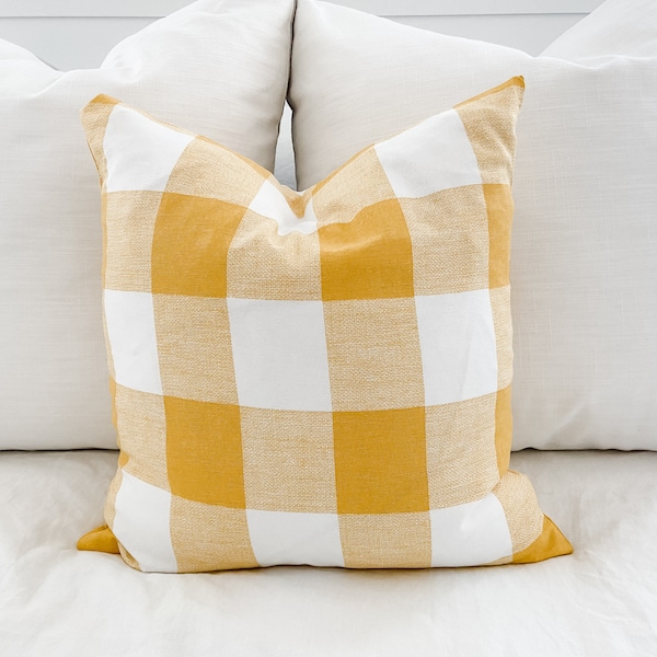 Yellow Buffalo Check Pillow Cover | Farmhouse | Country | Cottage | Cabin | Man Cave | Plaid | Checkered