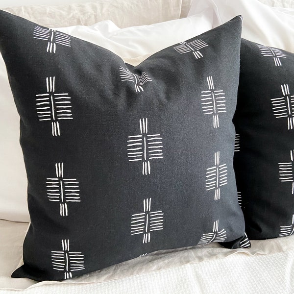 CLEARANCE Onyx Pillow Cover | Tribal | Moroccan | Boho | Aztec | Geometric | Nate Berkus | Black | Modern