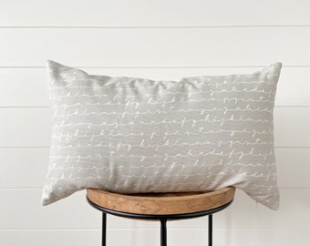 French Gray Cursive Alphabet - Farmhouse Pillow Cover