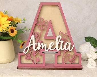 Personalized Baby Piggy Coin Bank, Gift for Kids, Custom Name Letter Piggy Bank for Boys Girls, Unique Wooden Money Box Keepsake