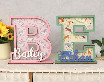 Personalized Baby Piggy Coin Bank, Gift for Kids, Custom Name Letter Piggy Bank for Boys Girls, Unique Wooden Money Box Keepsake