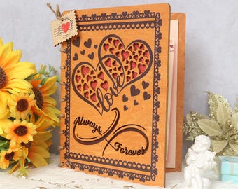 Wooden Anniversary Card with Stand, Love Infinity Wooden Greeting Card, Love Keepsake Gift for Couple