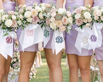 Embroidered Satin Ribbon for Bouquets, Custom Monogram Prom & Homecoming Sash, Personalized Wedding Keepsake Ribbon, Senior Night Sash