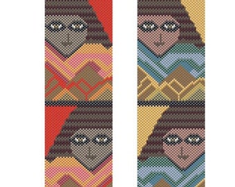 Papyrus Girls beaded peyote cuff bracelet or bookmark pattern: Instant Downloadable Pattern PDF File