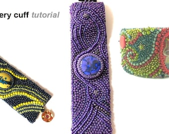 Bead embroidery basics for creating a cuff bracelet: Instant Downloadable Pattern PDF File