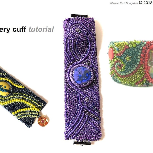 Bead embroidery basics for creating a cuff bracelet: Instant Downloadable Pattern PDF File