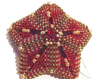 Tiret star beaded Christmas ornament: Instant Downloadable Pattern PDF File
