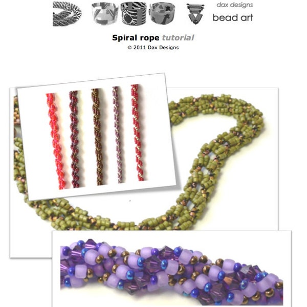 Spiral beaded rope tutorial for beginners: Instant Downloadable Pattern PDF File