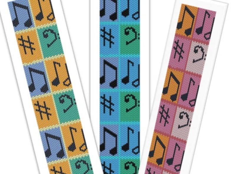 Annotations 2 Musical bracelet or bookmark peyote beadwork: Instant Downloadable Pattern PDF File image 1