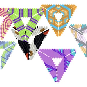 Seven Beadweaving Graphs for Peyote Triangle shapes: Instant Downloadable Pattern PDF File