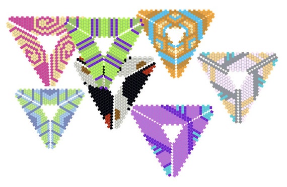 seven beadweaving graphs for peyote triangle shapes instant etsy peyote triangle graph paper