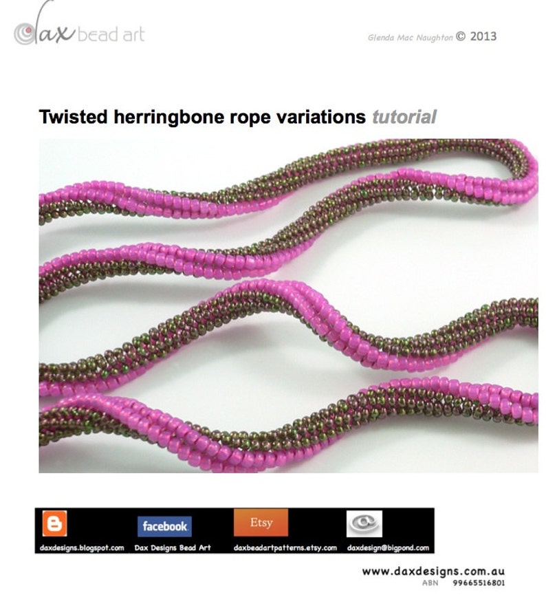 Twisted herringbone beaded rope tutorial for bracelet or necklace: Instant Downloadable Pattern PDF File image 2