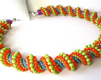 Peyote spiral weave instructions and tutorial for necklace or bracelet: Instant Downloadable Pattern PDF File