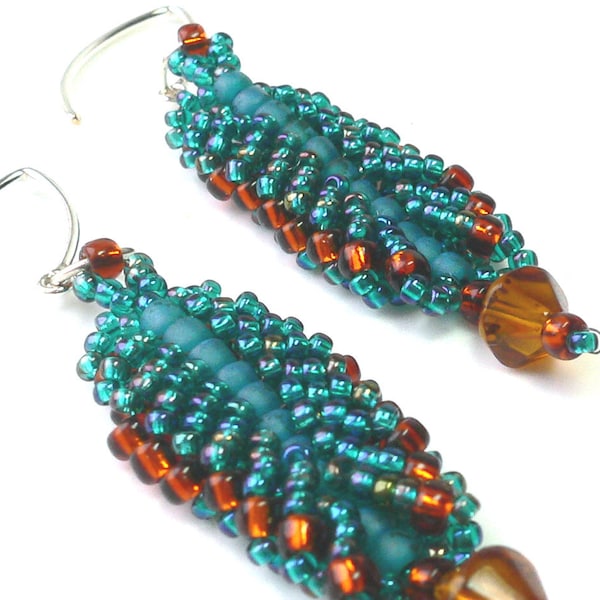 Tutorial de tecelagem de contas em espiral plana, brinco e pulseira Instantâneo: Arquivo PDF de padrão para download