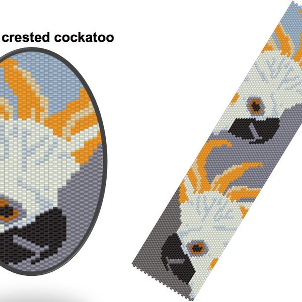 Yellow crested cockatoo peyote bracelet pattern: Instant Downloadable Pattern PDF File