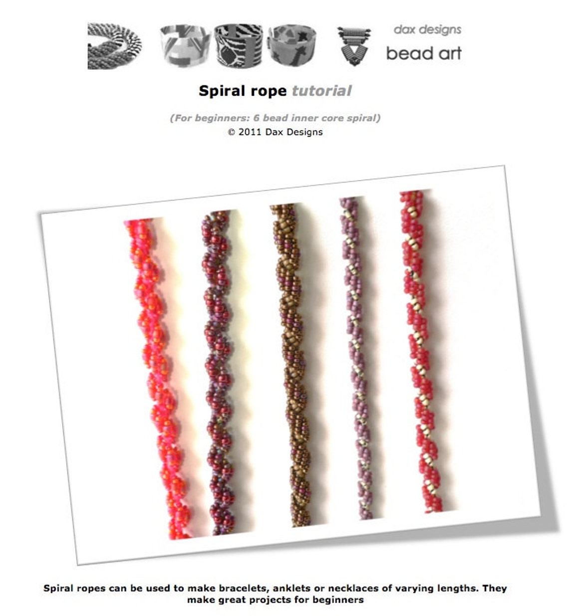 Spiral Beaded Rope Tutorial for Beginners Instant Downloadable Pattern