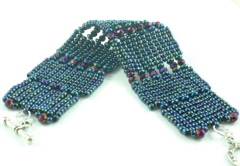 Quadril square stitch beaded cuff bracelet tutorial and instructions: Instant Downloadable Pattern PDF File image 2