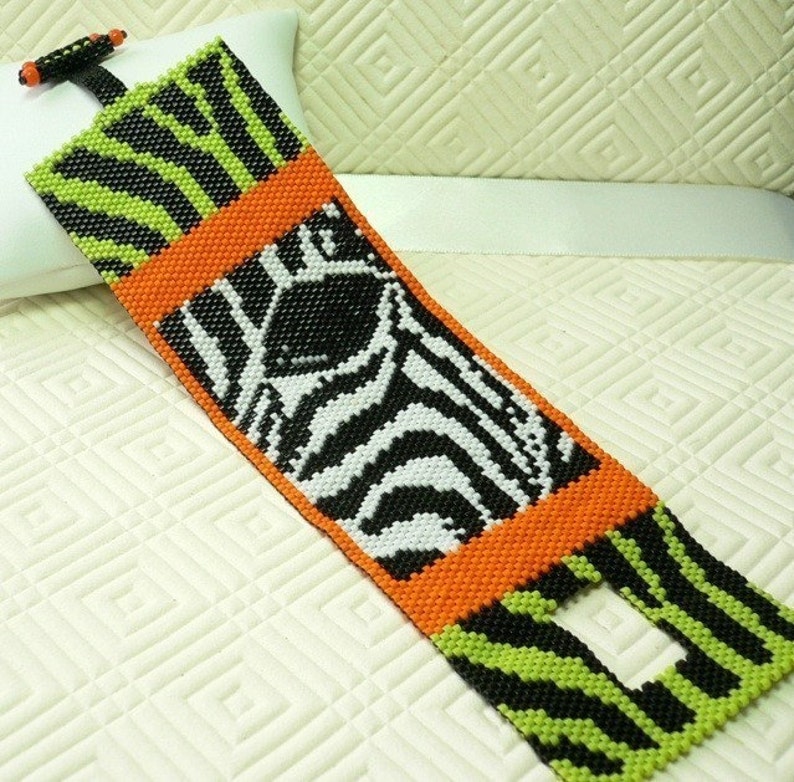 Eye of the Zebra Beaded Peyote Cuff Bracelet Pattern Instant Etsy