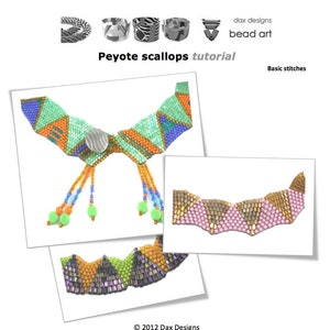 Peyote scallops bead stitch tutorial and instructions with graph&quot; Instant Downloadable Pattern PDF File