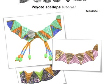 Peyote scallops bead stitch tutorial and instructions with graph" Instant Downloadable Pattern PDF File